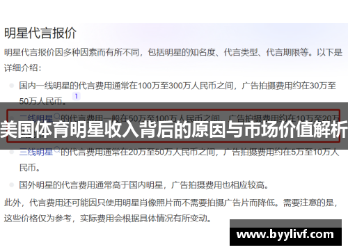 美国体育明星收入背后的原因与市场价值解析